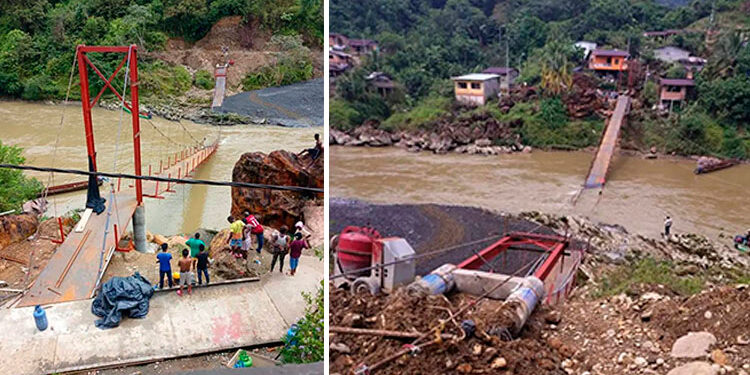 Se cayó puente colgante en construcción en zona rural de Bagadó