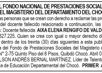 Edicto 1er. aviso Aixa Elena Rengifo de Valderrama