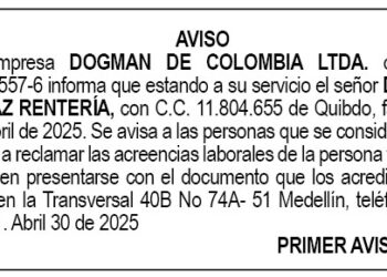 Edicto 1er. aviso Desiderio Díaz Rentería