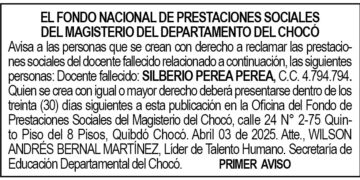 Edicto 1er. aviso Silberio Perea Perea