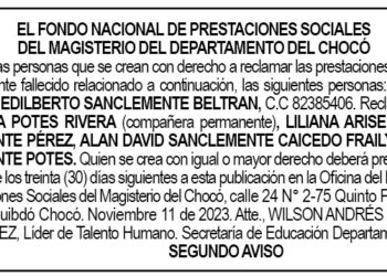 Edicto 2do. aviso Edilberto Sanclemente Beltrán