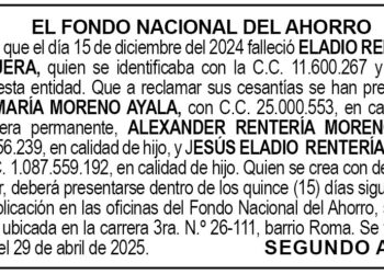 Edicto 2do. aviso Eladio Rentería Mosquera
