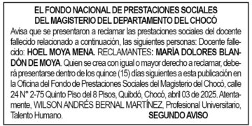 Edicto 2do. aviso Hoel Moya Mena