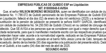 Edicto 2do. aviso Wilson Moreno Mosquera