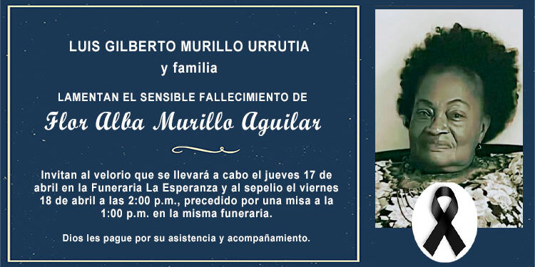 Sensible fallecimiento. Flor Alba Murillo Aguilar.