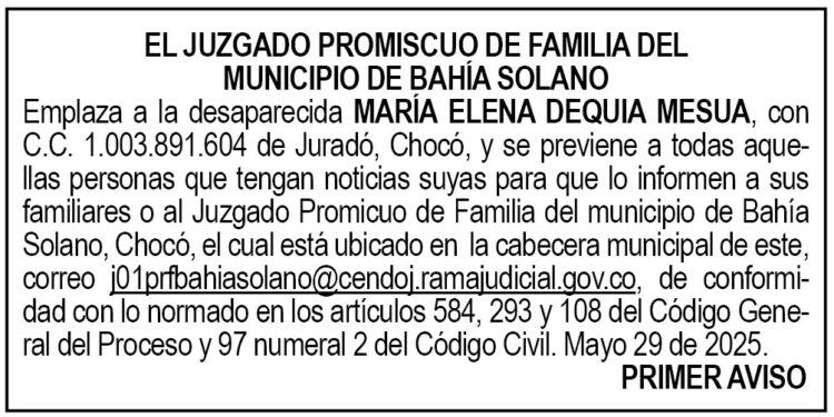 Edicto 1er. aviso María Elena Dequia Mesúa (desaparecida)