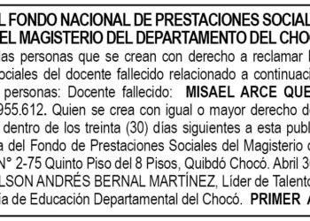 Edicto 1er. aviso Misael Arce Querágama
