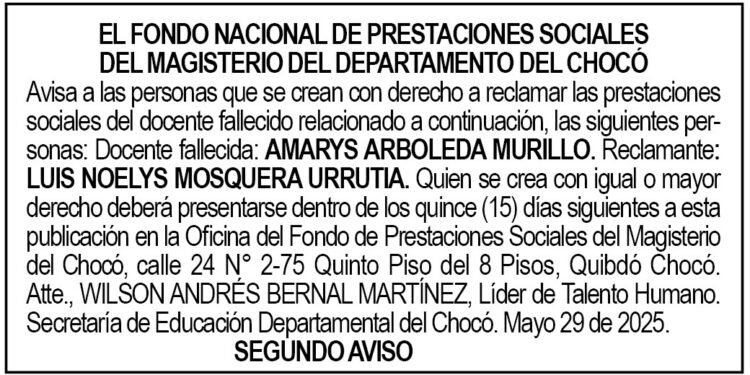 Edicto 2do. aviso Amarys Arboleda Murillo