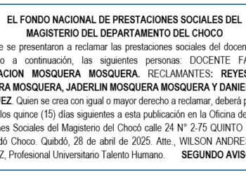 Edicto 2do. aviso Encarnación Mosquera Mosquera