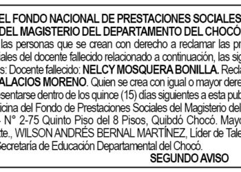 Edicto 2do. aviso Nelcy Mosquera Bonilla