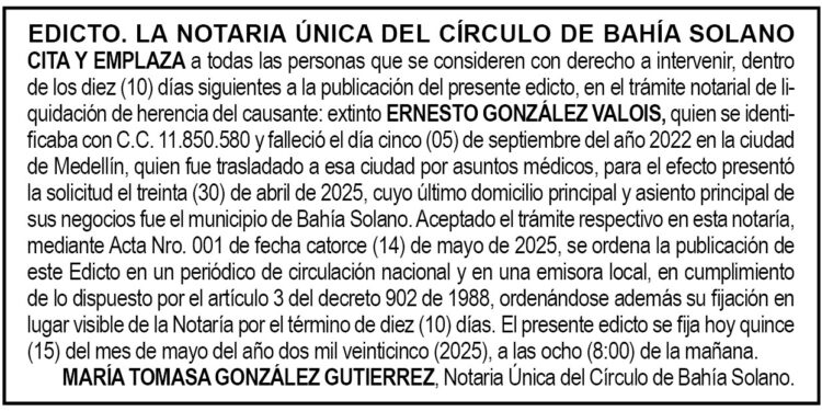 Edicto Ernesto González Valois