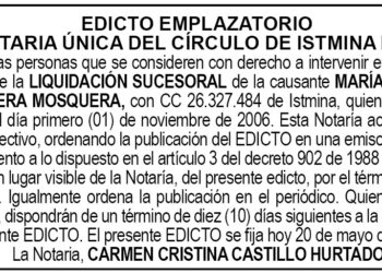 Edicto María Eufemia Mosquera Mosquera