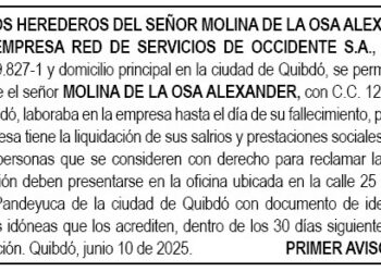 Edicto 1er. aviso Alexander Molina de la Osa