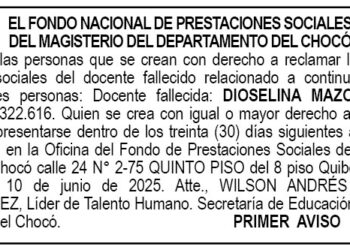 Edicto 1er. aviso Dioselina Mazo Yepes