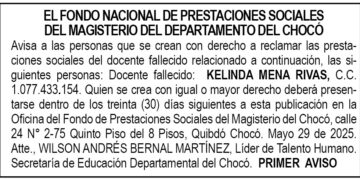 Edicto 1er. aviso Kelinda Mena Rivas