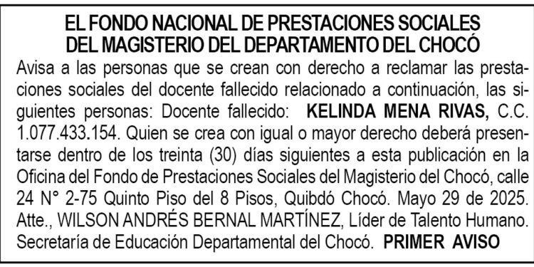 Edicto 1er. aviso Kelinda Mena Rivas
