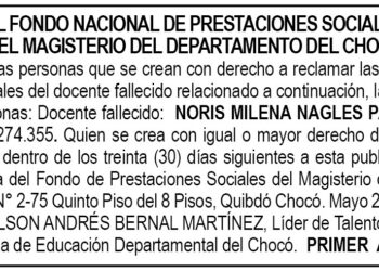 Edicto 1er. aviso Noris Milena Nagles Palacios