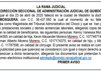 Edicto 1er. aviso Norma Moreno Mosquera
