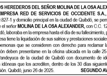 Edicto 2do. aviso Alexander Molina de la Osa