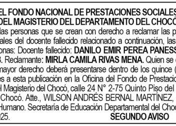Edicto 2do. aviso Danilo Emir Perea Panesso