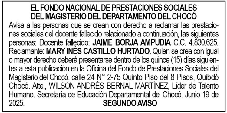 Edicto 2do. aviso Jaime Borja Ampudia