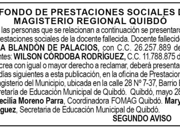 Edicto 2do. aviso María Aparicia Blandón de Palacios