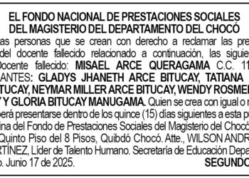 Edicto 2do. aviso Misael Arce Querágama
