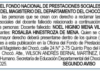 Edicto 2do. aviso Noel Higinio Mena Villalba