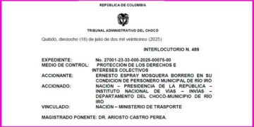 Admiten demanda de personero de Río Iró, Chocó