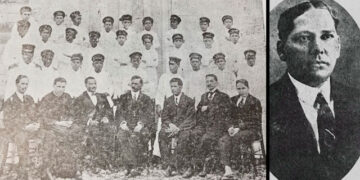 Grupo de estudiantes y profesores del Colegio Carrasquilla (ca. 1935 ). Sentado de primero a la derecha, Jorge Valencia Lozano, quien sería Rector de la institución en 1938. FOTOS: Archivo fotográfico y fílmico del Chocó y archivo El Guarengue.