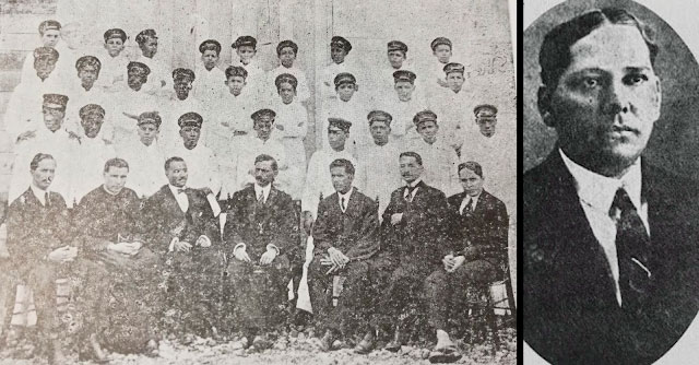 Grupo de estudiantes y profesores del Colegio Carrasquilla (ca. 1935 ). Sentado de primero a la derecha, Jorge Valencia Lozano, quien sería Rector de la institución en 1938. FOTOS: Archivo fotográfico y fílmico del Chocó y archivo El Guarengue.