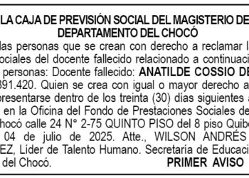 Edicto 1er. aviso Anatilde Cossio de Perea