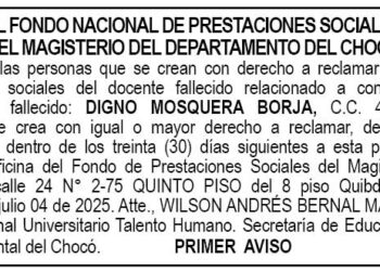 Edicto 1er. aviso Digno Mosquera Borja