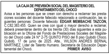 Edicto 1er. aviso Édgar Membache Tazcón