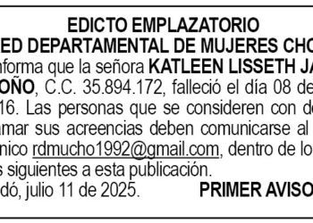 Edicto 1er. aviso Katleen Lisseth Jaimes Londoño