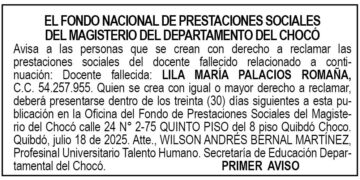 Edicto 1er. aviso Lila María Palacios Romaña