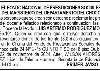 Edicto 1er. aviso Luis Artemio Rodríguez Mosquera