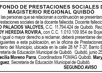 Edicto 2do. aviso Denis Antonio Palacios Valoyes