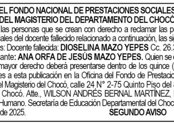 Edicto 2do. aviso Dioselina Mazo Yepes