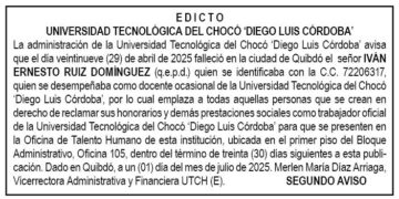 Edicto 2do. aviso Iván Ernesto Ruiz Domínguez