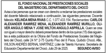 Edicto 2do. aviso Kelinda Mena Rivas