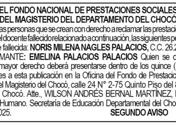 Edicto 2do. aviso Noris Milena Nagles Palacios
