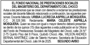 Edicto 2do. aviso Uribia Lucrecia Asprilla Mosquera