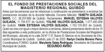 Edicto 2do. aviso Yaneth Quejada Mayo