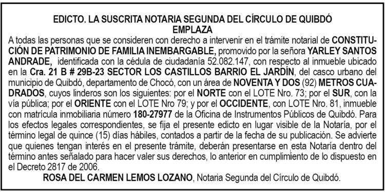 Edicto Yarley Santos Andrade