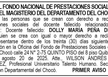 Edicto 1er. aviso Dolly María Peña de Valoyes