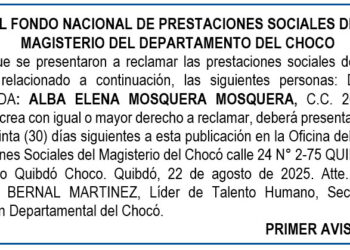 Edicto 1er. aviso Alba Elena Mosquera Mosquera