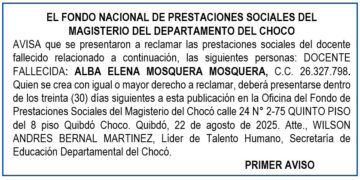Edicto 1er. aviso Alba Elena Mosquera Mosquera