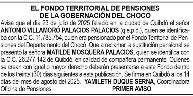 Edicto 1er. aviso Antonio Villamoro Palacios Palacios
