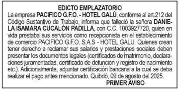 Edicto 1er. aviso Daniela Isamara Cucalón Padilla